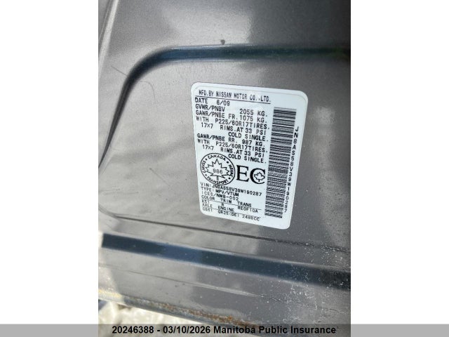 Продаж на аукціоні авто 2009 Nissan Rogue Sl, vin: JN8AS58V39W190287, номер лоту: 20246388