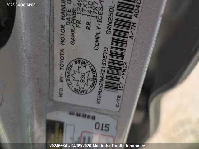Aukcja sprzedaży 2006 Toyota Tacoma Double Cab V6, vin: 5TEMU52N46Z153579, numer aukcji: 20246664