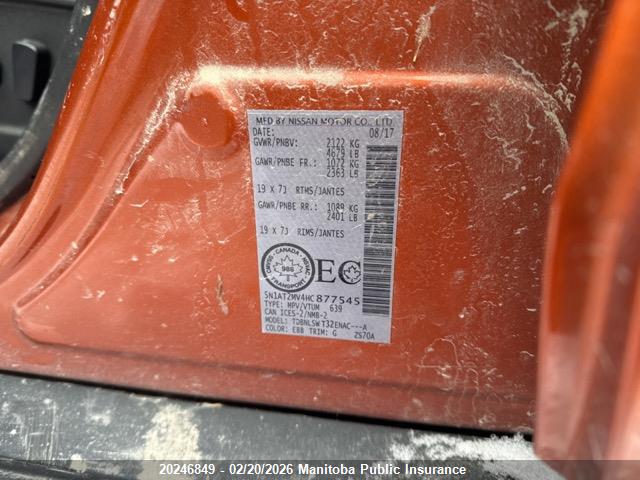 5N1AT2MV4HC877545 Nissan Rogue Sl