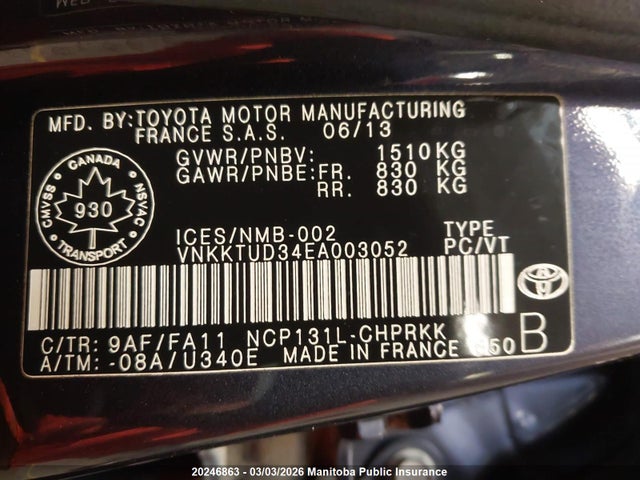 Toyota YARIS LE 2014 VNKKTUD34EA003052 Image 9