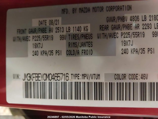 JM3KFBEY0M0465716 Mazda Cx-5 Signature Turbo