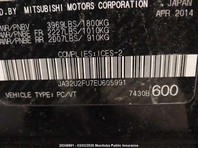Mitsubishi Lancer Limited 2014 JA32U2FU7EU605991 Image 9