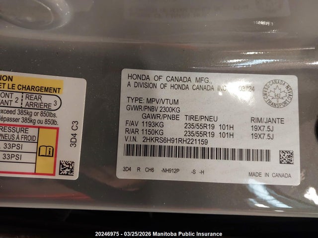 2HKRS6H91RH221159 Honda Cr-v Touring Hybrid