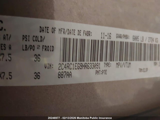 Chrysler Pacifica Limited 2017 2C4RC1EG9HR633091 Image 9