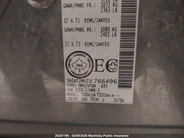 5N1AT2MV2JC766496 Nissan Rogue Midnight