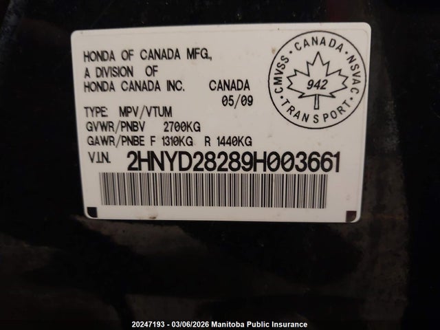 2009 Acura Mdx მანქანა იყიდება აუქციონზე, vin: 2HNYD28289H003661, აუქციონის ნომერი: 20247193