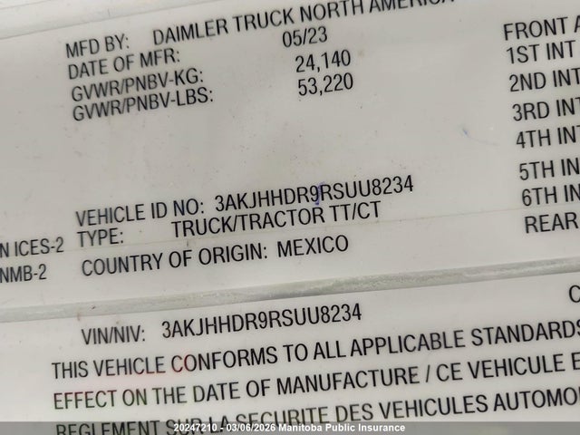 3AKJHHDR9RSUU8234 Freightliner Cascadia 126