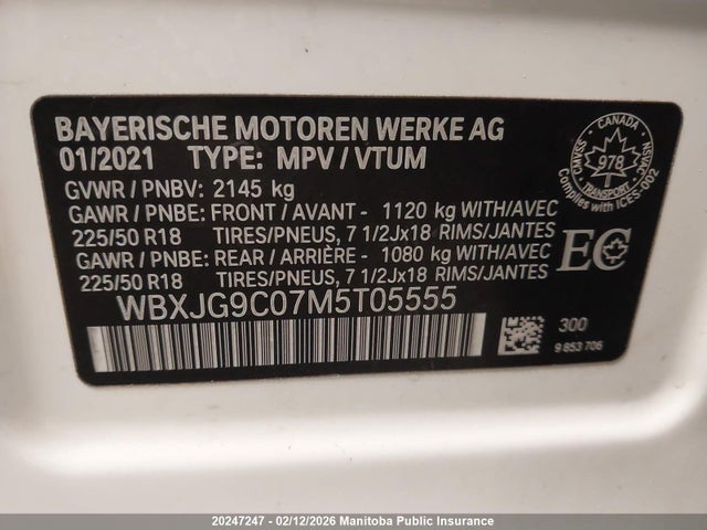 WBXJG9C07M5T05555 BMW X1 28i
