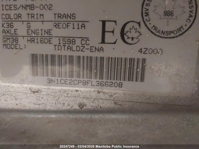 Nissan Versa Note Sv 2015 3N1CE2CP8FL366208 Image 8
