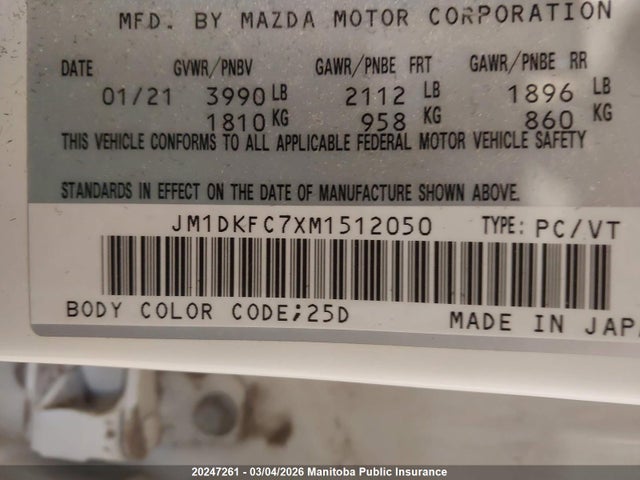 JM1DKFC7XM1512050 Mazda Cx-3 Gs
