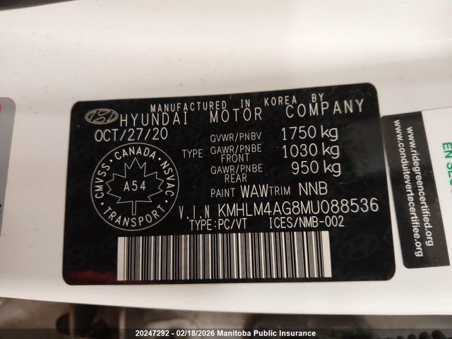 KMHLM4AG8MU088536 Hyundai Elantra Preferred