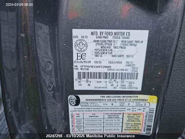 2010 Ford F150 Xlt Supercrew მანქანა იყიდება აუქციონზე, vin: 1FTFW1EV3AFC25899, აუქციონის ნომერი: 20247298