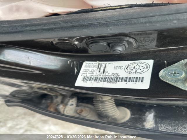 20247328 :رقم المزاد ، 2HGFB2F56DH041528 vin ، 2013 Honda Civic Dx مزاد بيع