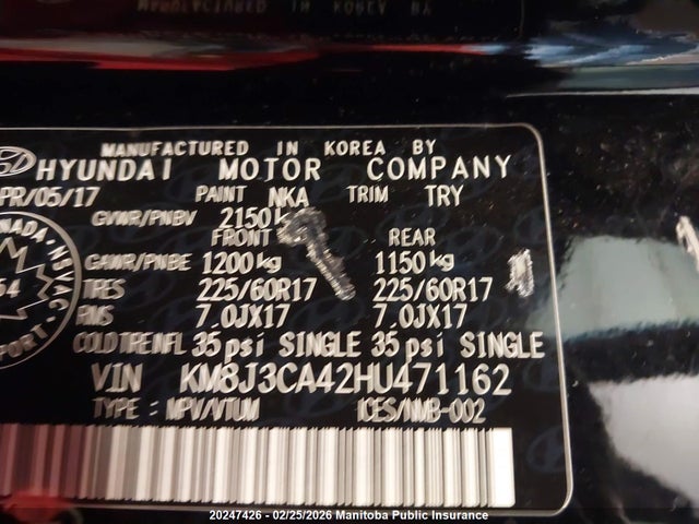 KM8J3CA42HU471162 Hyundai Tucson