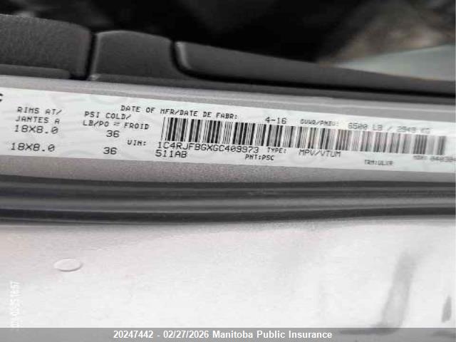 1C4RJFBGXGC409973 Jeep Grand Cherokee Limited