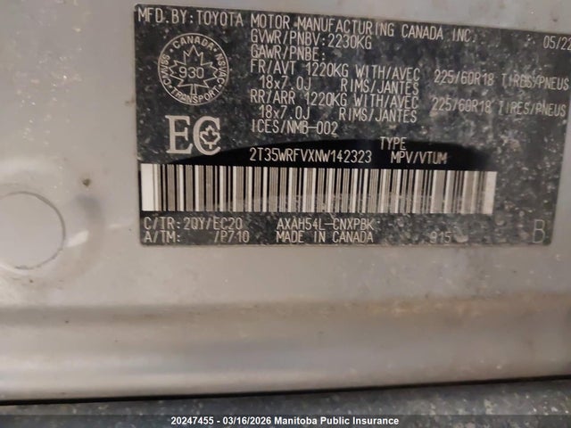 Aukcja sprzedaży 2022 Toyota Rav4 Xse Hybrid, vin: 2T35WRFVXNW142323, numer aukcji: 20247455