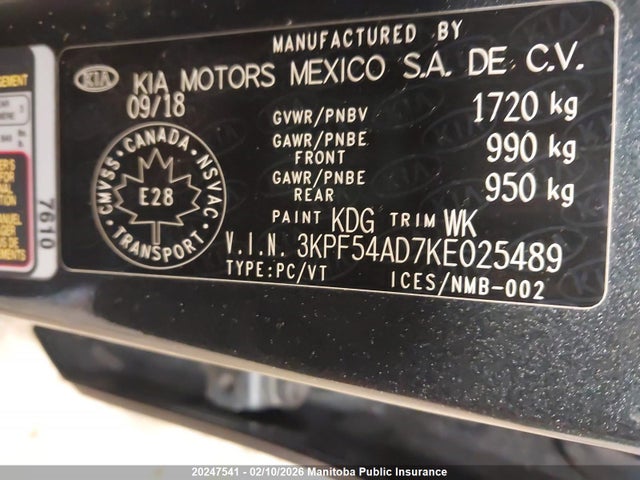 3KPF54AD7KE025489 KIA Forte Ex+