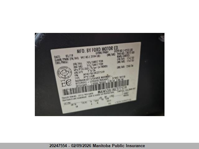 MAJ6S3JL1KC277519 Ford Ecosport Ses