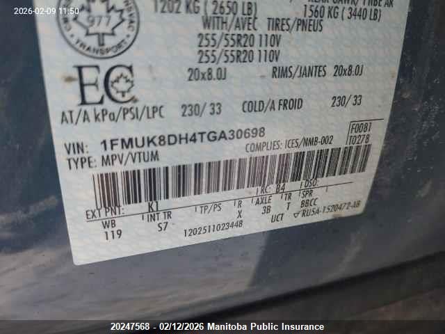 1FMUK8DH4TGA30698 Ford Explorer Active