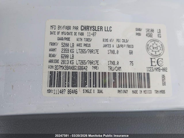 Aukcja sprzedaży 2008 Dodge Ram 3500 Slt Quad Cab, vin: 3D7MX38AX8G168642, numer aukcji: 20247581