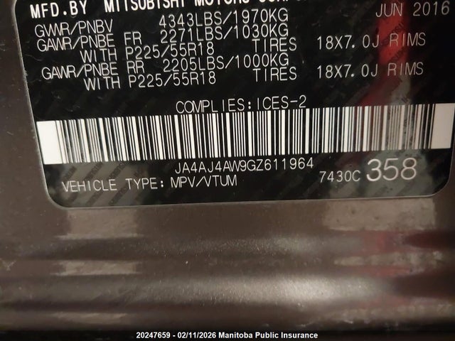 JA4AJ4AW9GZ611964 Mitsubishi Rvr Gt