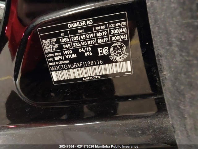 WDCTG4GBXFJ138116 Mercedes Benz Gla250