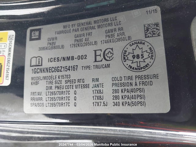 1GCNKNEC6GZ154167 Chevrolet Silverado 1500 Ls