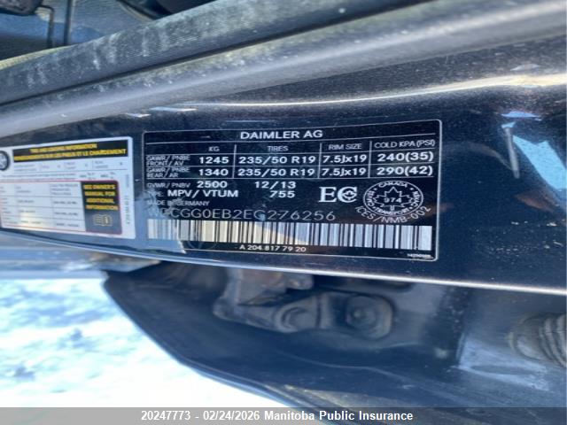 WDCGG0EB2EG276256 Mercedes Benz Glk250 Bluetec