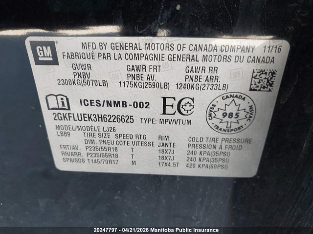 2GKFLUEK3H6226625 GMC Terrain Slt