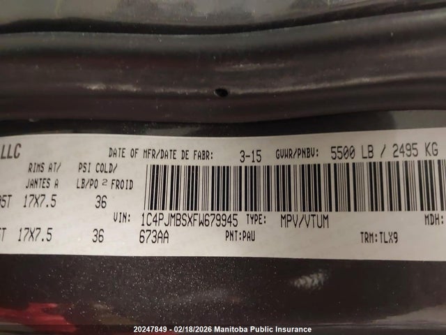 1C4PJMBSXFW679945 Jeep Cherokee Trailhawk