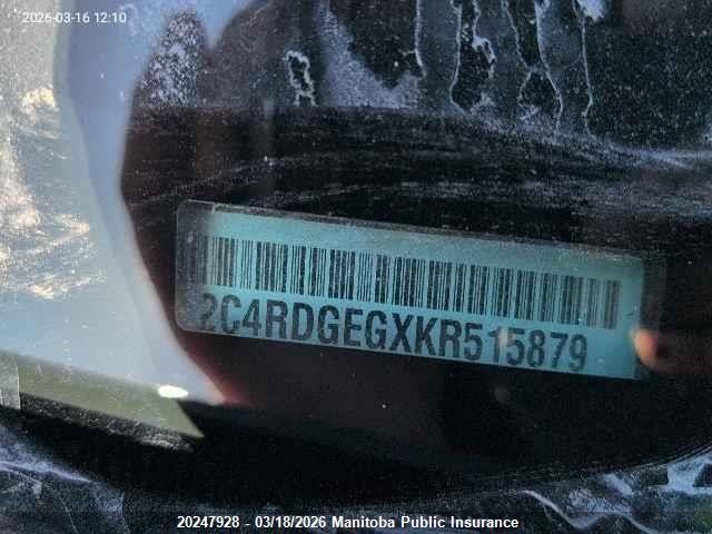 Aukcja sprzedaży 2019 Dodge Grand Caravan Gt, vin: 2C4RDGEGXKR515879, numer aukcji: 20247928