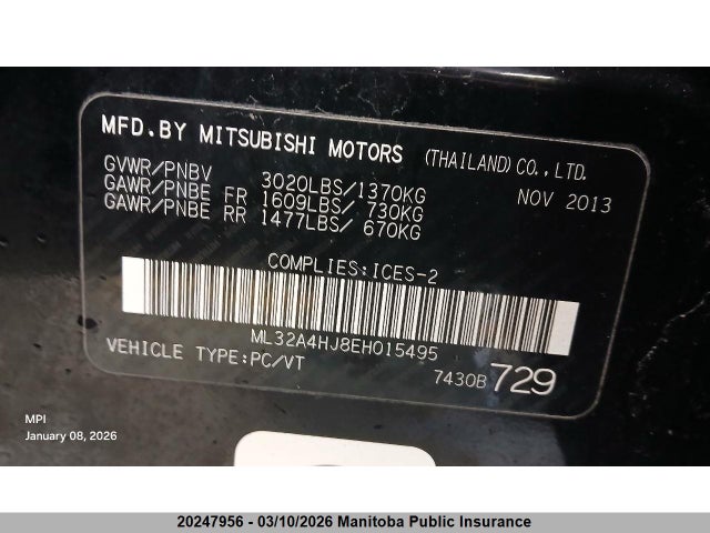 ML32A4HJ8EH015495 Mitsubishi MIRAGE SE