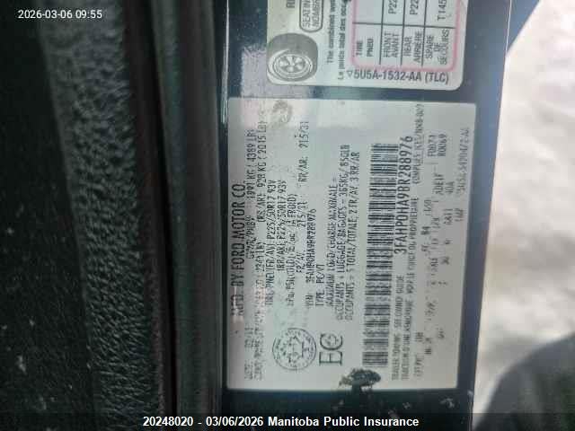 20248020 :رقم المزاد ، 3FAHP0HA9BR288976 vin ، 2011 Ford Fusion Se مزاد بيع