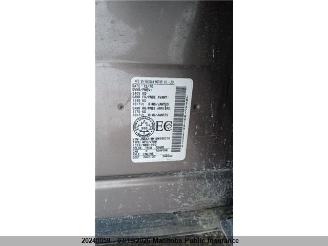 Aukcja sprzedaży 2011 Nissan Murano Sv, vin: JN8AZ1MW1BW165218, numer aukcji: 20248059