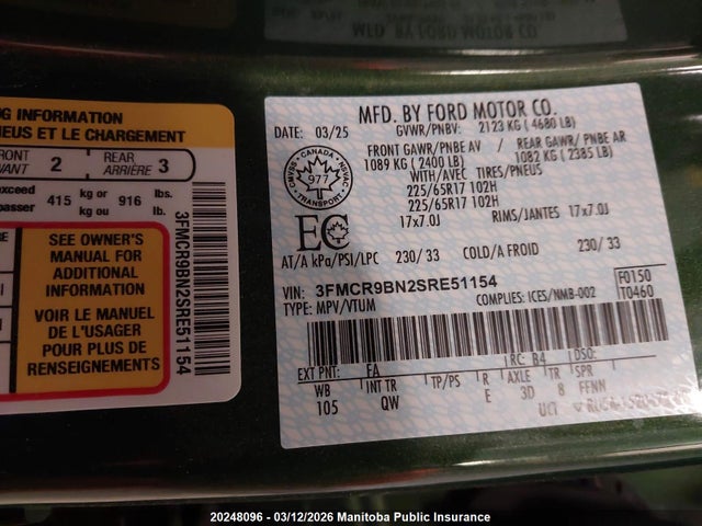 3FMCR9BN2SRE51154 Ford Bronco Sport Big Bend