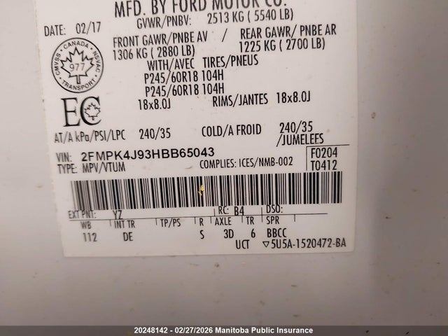 Ford EDGE SEL 2017 2FMPK4J93HBB65043 Image 9