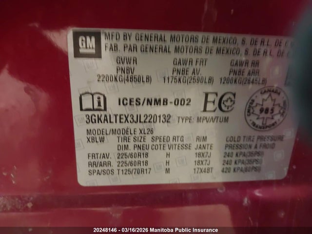3GKALTEX3JL220132 GMC Terrain Sle 2.0t