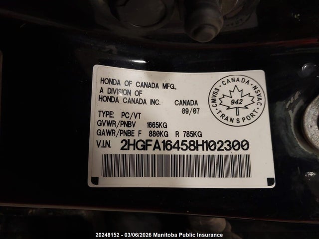 Продаж на аукціоні авто 2008 Honda Civic Dx, vin: 2HGFA16458H102300, номер лоту: 20248152