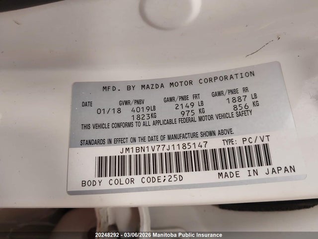 JM1BN1V77J1185147 Mazda Mazda3 Gs Sky