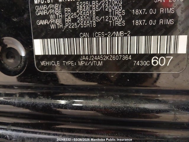 JA4J24A52KZ607364 Mitsubishi Outlander Se Hybrid