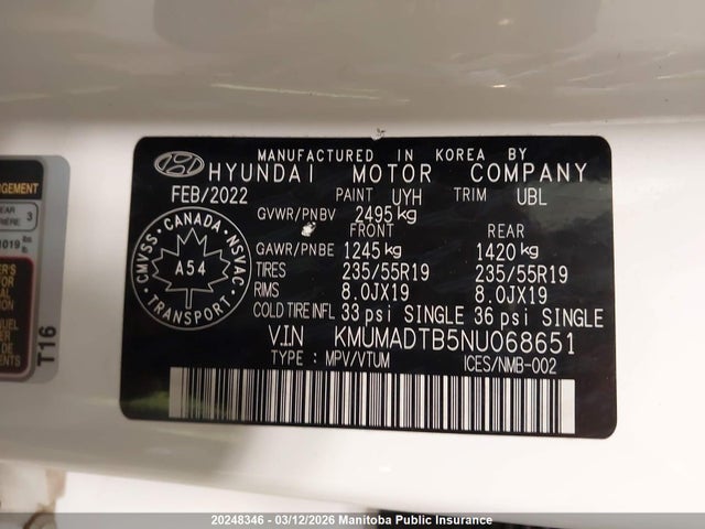 KMUMADTB5NU068651 Genesis Gv70 Prestige 2.5t