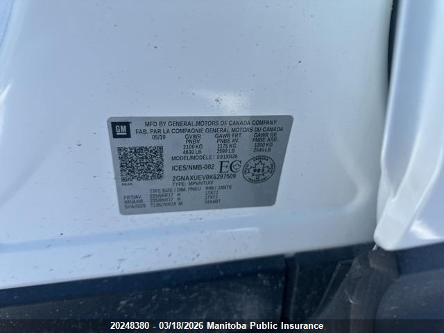 2GNAXUEV0K6297509 Chevrolet EQUINOX LT