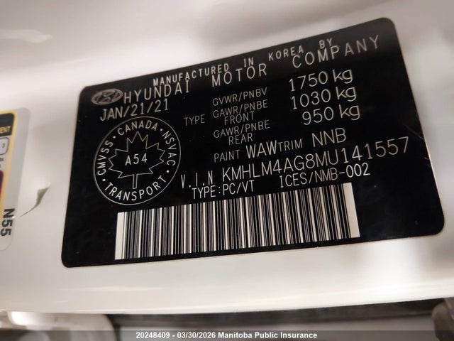 KMHLM4AG8MU141557 Hyundai Elantra Preferred