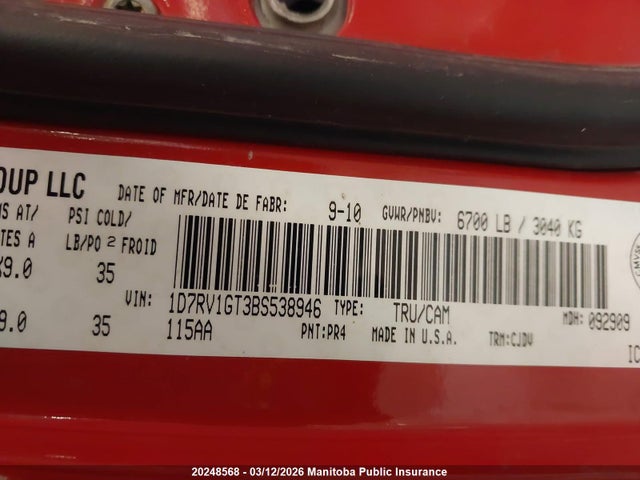 Aukcja sprzedaży 2011 Dodge Ram 1500 Sport Quad Cab, vin: 1D7RV1GT3BS538946, numer aukcji: 20248568