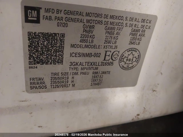 3GKALTEXXLL316505 GMC Terrain Sle 2.0t