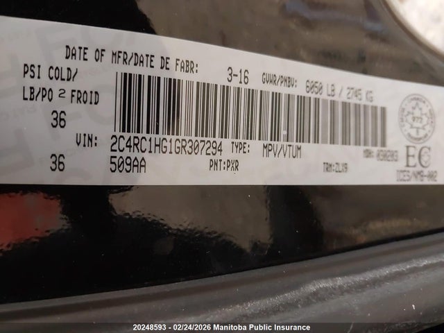 2C4RC1HG1GR307294 Chrysler Town &amp; Country S