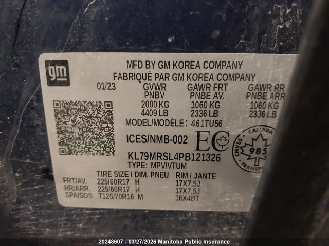 KL79MRSL4PB121326 Chevrolet Trailblazer Ls Turbo