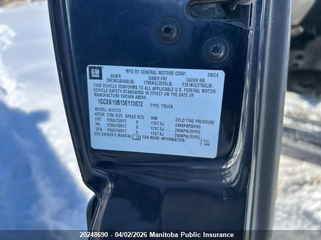 Aukcja sprzedaży 2005 Chevrolet Silverado 1500 Ls Ext Cab, vin: 1GCEK19B15E113072, numer aukcji: 20248690