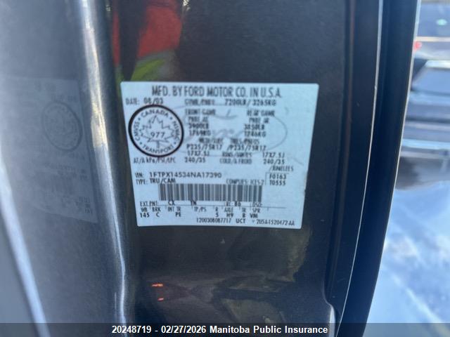 20248719 :رقم المزاد ، 1FTPX14534NA17390 vin ، 2004 Ford F150 مزاد بيع