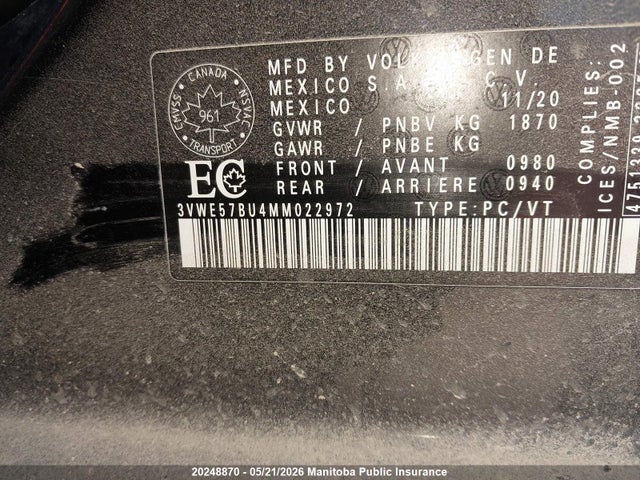 3VWE57BU4MM022972 Volkswagen Jetta Highline 1.4 Tsi